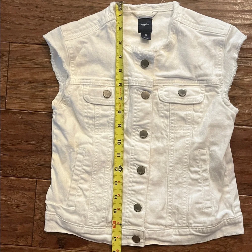 GAP Kids White Denim Vest Size M - Picture 9 of 10